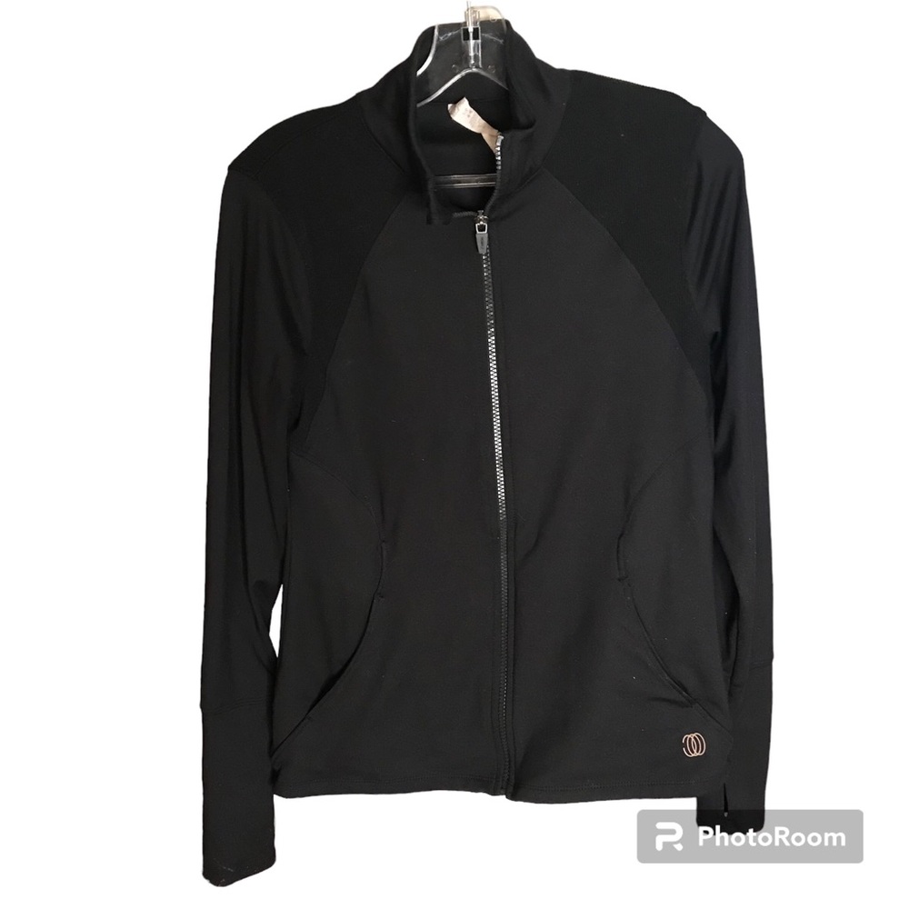 Balance Collection black long sleeve zip up with pockets